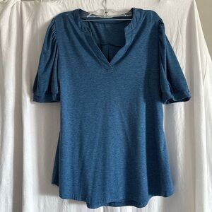 Blue V-Neck Top